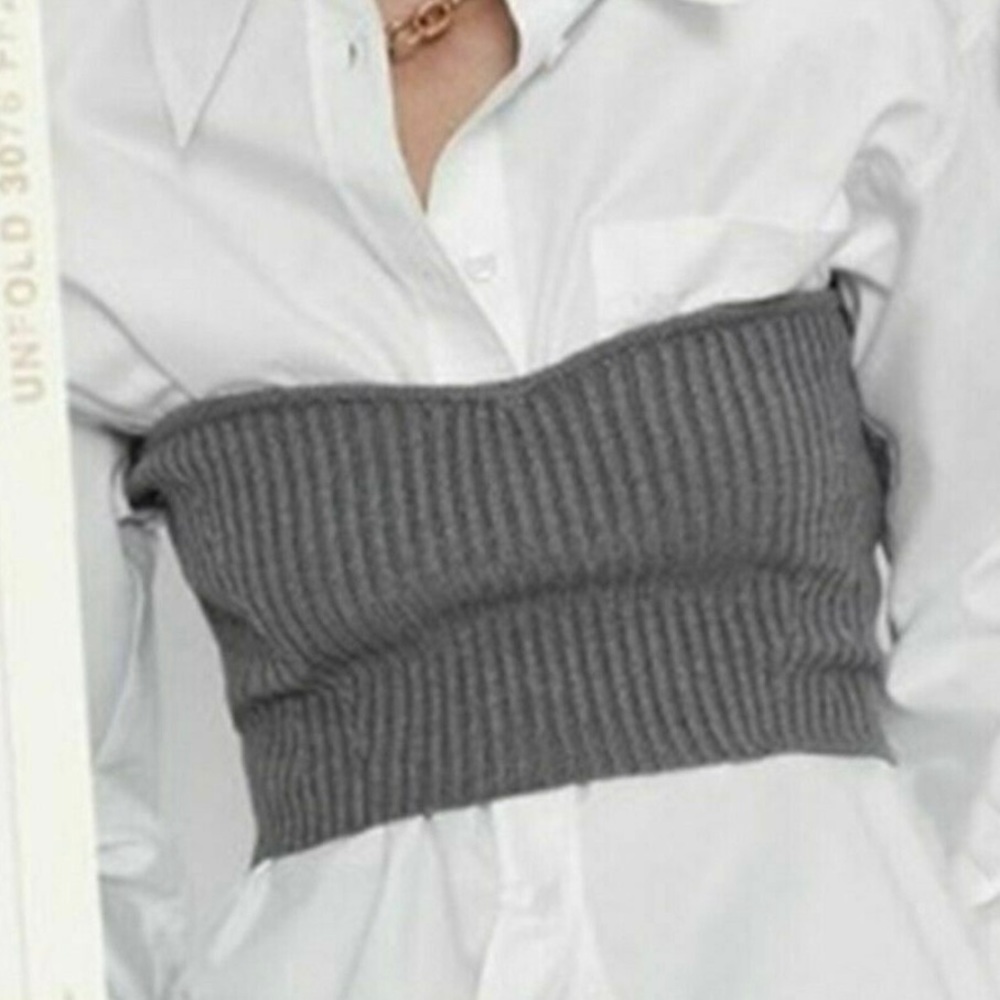 ❤️NEW Blogger Favorite Zara Oversized Poplin Shirt & Knitwear Bustier Crop Top - Picture 8 of 10